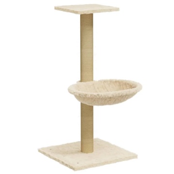 Ansamblu de pisici cu stâlp din funie de sisal, crem, 74 cm - Img 2