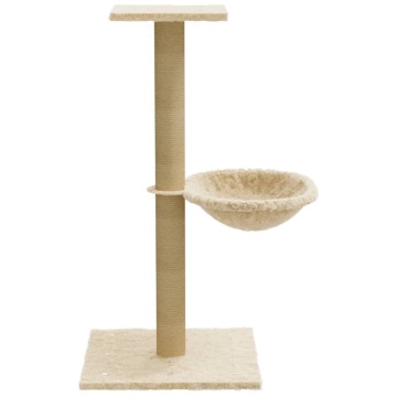 Ansamblu de pisici cu stâlp din funie de sisal, crem, 74 cm - Img 8