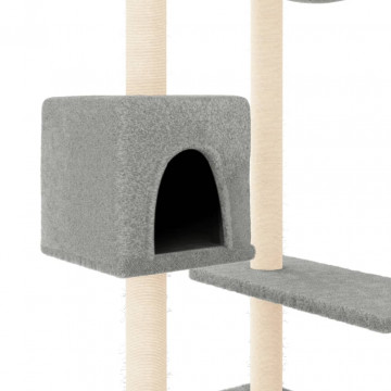 Ansamblu de pisici cu stâlpi de zgâriat, gri deschis, 82 cm - Img 5