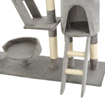 Ansamblu pentru pisici, stâlpi din funie sisal, 230-250 cm, gri - Img 6