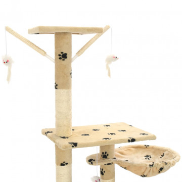 Ansamblu pisici cu funie sisal, 230-250 cm imprimeu lăbuțe, bej - Img 7