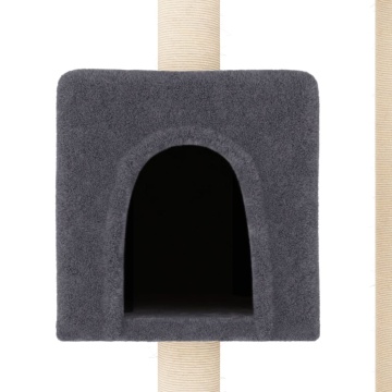 Ansamblu pisici cu stâlpi din funie de sisal, gri închis 104 cm - Img 6