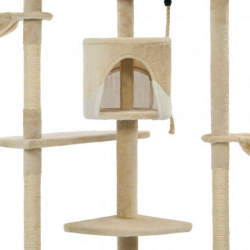 Ansamblu pisici cu stâlpi din funie sisal, 203 cm, bej și alb - Img 6