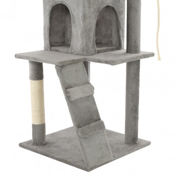 Ansamblu pisici, stâlpi cu funie de sisal, 120 cm, gri - Img 6