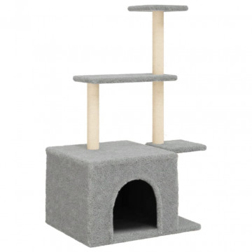 Ansamblu pisici, stâlpi din funie sisal, gri deschis, 110 cm - Img 2