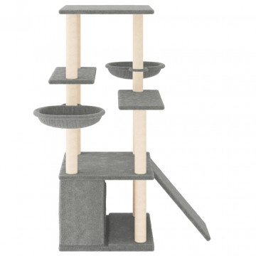 Ansamblu pisici, stâlpi din funie sisal, gri deschis, 133 cm - Img 4