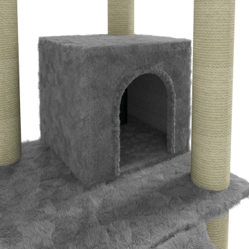 Ansamblu pisici, stâlpi din funie sisal, gri deschis, 155 cm - Img 6
