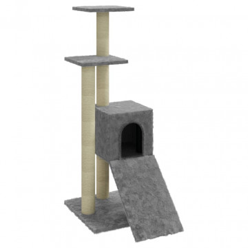 Ansamblu pisici, stâlpi din funie sisal, gri deschis, 92 cm - Img 2