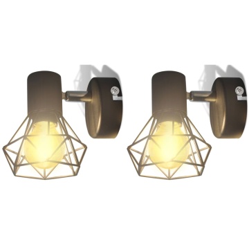 Aplice perete cadru sârmă, stil industrial, negru, bec cu filament LED - Img 2