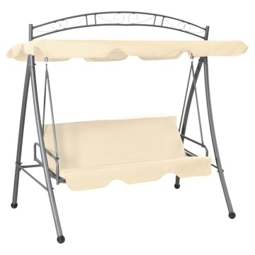 Balansoar de exterior extensibil cu copertină, alb nisipiu - Img 1