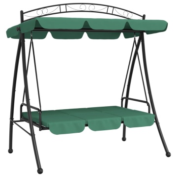 Balansoar de grădină cu baldachin verde 198 cm țesătură și oțel - Img 5