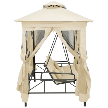 Balansoar extensibil cu pavilion, alb crem - Img 4