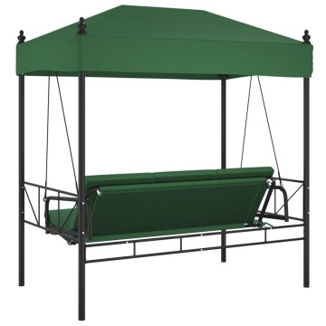 Bancă balansoar de grădină cu copertină, verde, oțel - Img 6