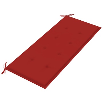 Bancă Batavia cu pernă roșie, 120 cm, lemn masiv de tec - Img 6