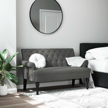 Bancă cu spătar, gri închis, 120x62x75,5 cm, material textil - Img 1