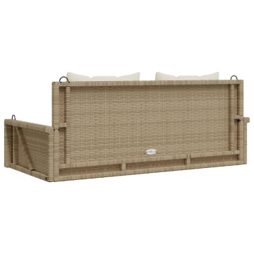 Bancă de balansoar cu perne, bej, 119x56x48 cm, poliratan - Img 5