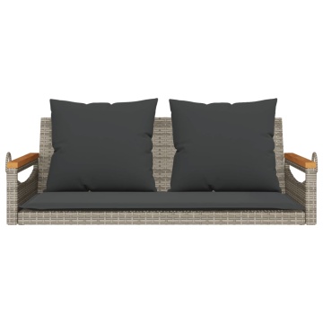 Bancă de balansoar cu perne, gri, 109x62x40 cm, poliratan - Img 4