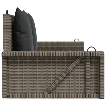 Bancă de balansoar cu perne, gri, 119x56x48 cm, poliratan - Img 8