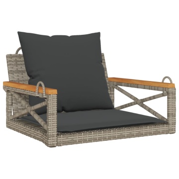 Bancă de balansoar cu perne, gri, 63x62x40 cm, poliratan - Img 2