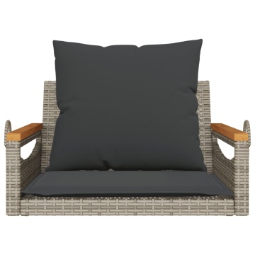 Bancă de balansoar cu perne, gri, 63x62x40 cm, poliratan - Img 4