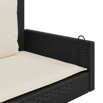 Bancă de balansoar cu perne, negru, 119x56x48 cm, poliratan - Img 6
