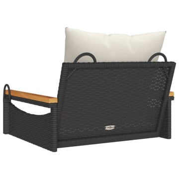 Bancă de balansoar cu perne, negru, 63x62x40 cm, poliratan - Img 5