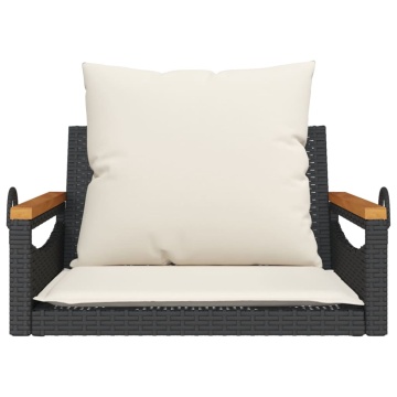 Bancă de balansoar cu perne, negru, 63x62x40 cm, poliratan - Img 4