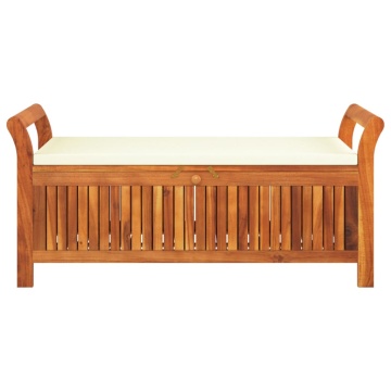 Bancă de depozitare cu pernă, 126 cm, lemn masiv de acacia - Img 8