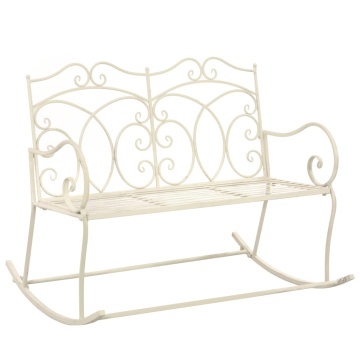 Bancă de grădină, alb vintage, 104 cm, fier - Img 1