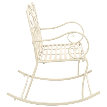 Bancă de grădină, alb vintage, 104 cm, fier - Img 3