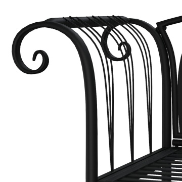 Bancă de grădină cu 2 locuri, negru, 128 cm, oțel - Img 5
