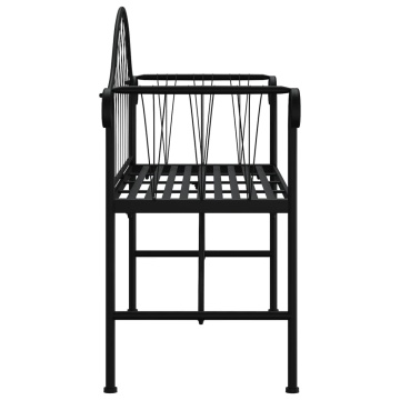 Bancă de grădină cu 2 locuri, negru, 128 cm, oțel - Img 3