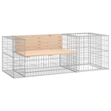 Bancă de grădină cu coș gabion, lemn masiv de pin - Img 2