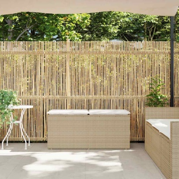 Bancă de grădină cu pernă Bej 110x40x44 cm polirattan - Img 3