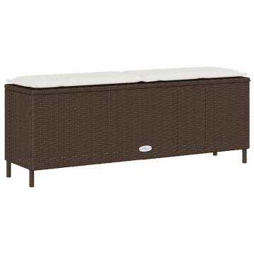 Bancă de grădină cu pernă, gri, 110x30x40,5 cm, poliratan - Img 5