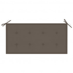 Bancă de grădină, cu pernă gri taupe, 112 cm, lemn masiv de tec - Img 5