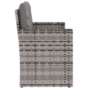 Bancă de grădină cu perne, gri, 105 cm, poliratan - Img 8