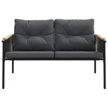 Bancă de grădină cu perne, negru, 116 cm, oțel - Img 4