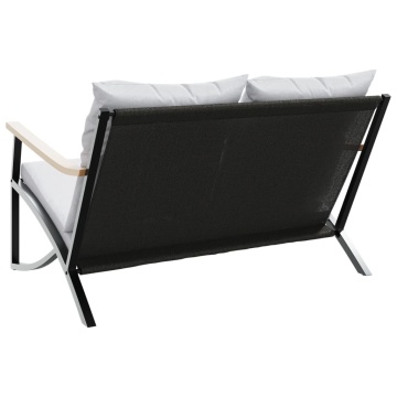Bancă de grădină cu perne, negru, 120 cm, oțel - Img 6