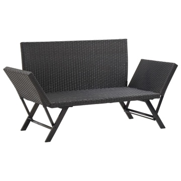 Bancă de grădină cu perne, negru, 176 cm, poliratan - Img 6