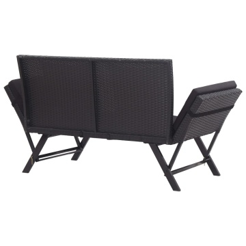 Bancă de grădină cu perne, negru, 176 cm, poliratan - Img 4