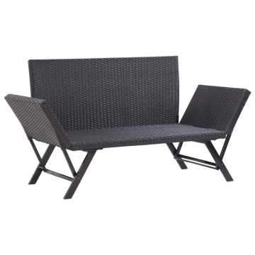 Bancă de grădină cu perne, negru, 176 cm, poliratan - Img 6