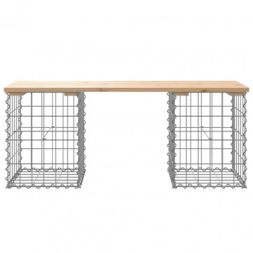 Bancă de grădină, design gabion, 103x31x42 cm, lemn masiv pin - Img 3