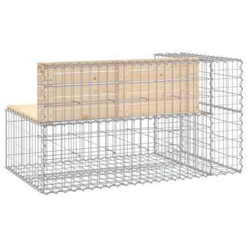 Bancă de grădină design gabion, 122x71x65,5 cm, lemn masiv pin - Img 8