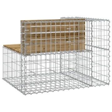 Bancă de grădină design gabion 92x71x65,5 cm lemn pin impregnat - Img 8