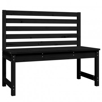 Bancă de grădină, negru, 109 cm, lemn masiv de pin - Img 2