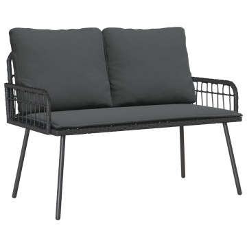 bancă de grădină Negru 114x64x78 cm Poliratan - Img 2