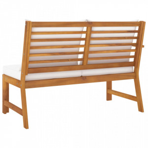 Bancă de grădină, perne crem, 114,5 cm, lemn masiv de acacia - Img 4