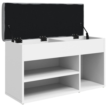 Bancă de pantofi, alb, 82x32x45,5 cm, lemn prelucrat - Img 8