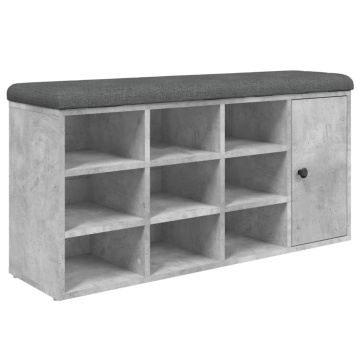 Bancă de pantofi, gri beton, 102x32x50 cm, lemn prelucrat - Img 2
